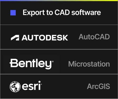 Export to CAD — Autodesk AutoCAD, Bentley Microstation, Esri ArcGIS