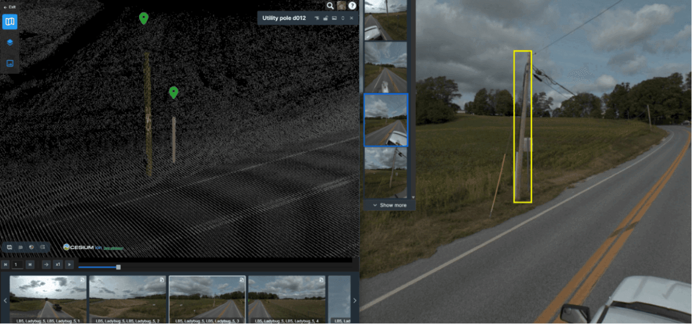 AN UNDERGROUND-TO-AERIAL TRANSITION POINT IN DIGITAL SURVEYOR